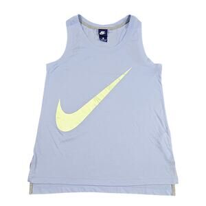 NIKE SLEEVELESS TANK TOP MEN’S SMALL LIGHT BLUE YELLOW SWOOSH LOGO  - ATHLETIC